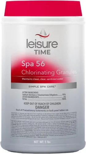Leisure Time E5 Spa 56 Gránulos de cloro para spas y jacuzzis - Mantiene agua limpia, clara y desinfectada, 5 libras