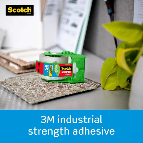 Vista 5 de Scotch Cinta de embalaje de envío ecológica resistente, 1 rollo con dispensador, 1.88 pulgadas de ancho x 700 pulgadas, núcleo de 1.5 pulgadas
