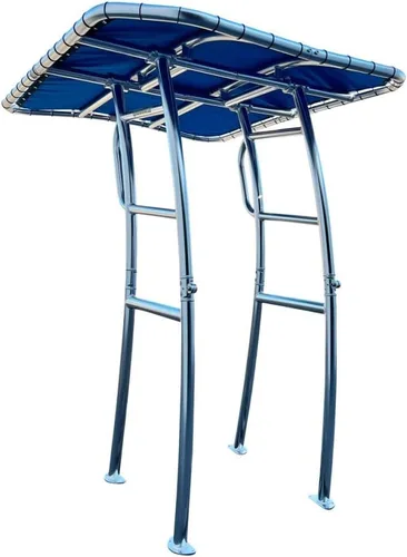 Vista 22 de FishMaster Pro Series - T-Top para Barcos de Pesca con Consola Central - Ajuste Universal - Recubrimiento en Polvo Negro - Parte Superior Negra