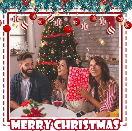 Vista 2 de Honoson 100 Piezas Bolsas de Regalo de Plástico de Navidad a Granel 12 x 15 Pulgadas Copo de Nieve Mercancía Navidad Bolsas Reutilizables