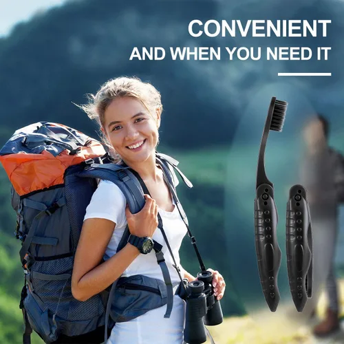 Vista 5 de Boao Paquete de 8 cepillos de dientes de viaje, cepillos de carbón plegables envueltos individualmente con cerdas medias suaves, herramientas