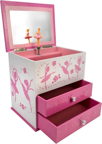 Caja de música bailarina bailarina de 2 cajones por San Francisco Music Box Company