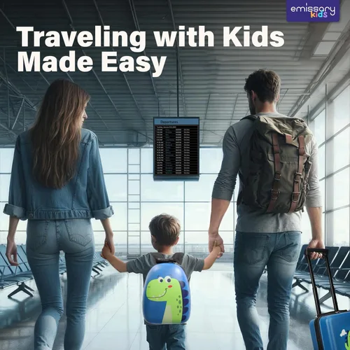 Vista 6 de Emissary Juego de equipaje para niños - Maletas de mano con ruedas para niños y niñas, Dinosaurio, Dinosaurio verde