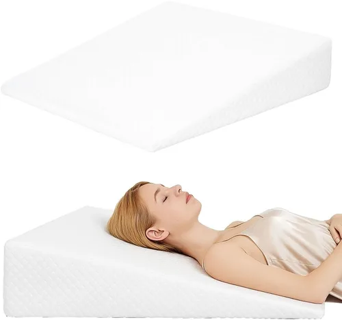 Vista 9 de VADSBO Almohada de Cuña, Almohadas de Cuña para la Cama para Dormir, Ronquidos, Soporte de Espalda, Después de Cirugía, Almohada Triangular de Azul