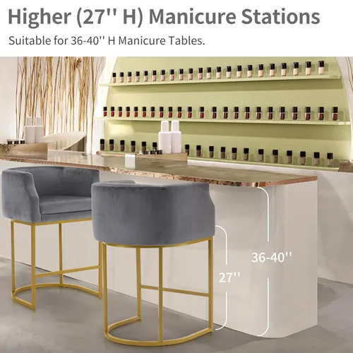 Vista 12 de OmySalon Silla de manicura, silla de tocador, soporte de metal dorado alto