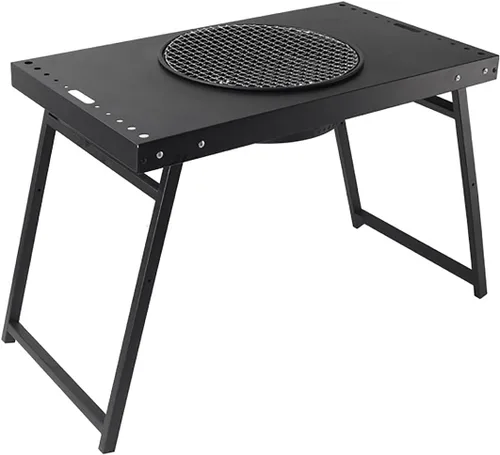 Parrilla de carbón portátil, parrilla de barbacoa de patio, parrilla plegable de acero al carbono negro para cocinar al aire libre, patio, fiesta,