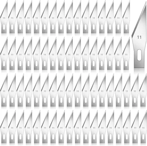 Zhehao 600 cuchillas de cuchillo, 11 cuchillas de acero de alto carbono, repuesto de cuchillo de precisión #11 con estuche de almacenamiento para