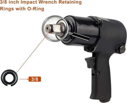 Vista 3 de Anillos de retención de llave de impacto de 3/8" y junta tórica - 10