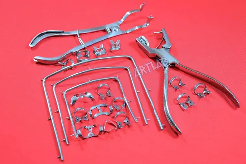 Vista 3 de Juego de 20 piezas de represa de goma dental de alta calidad – Abrazaderas de goma de acero inoxidable premium, alicates de perforación, suministros