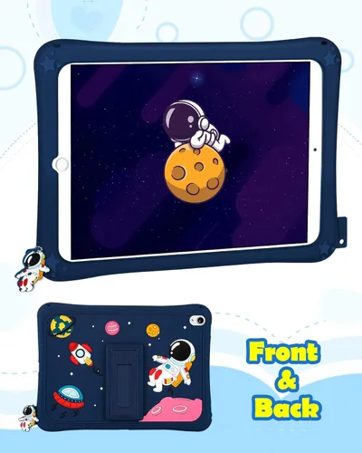 Vista 4 de Funda para iPad Air 3/Pro de 10.5 pulgadas - Niños Adolescentes Cool Cartoon Astronauta Space Men 3D Silicona Tablet Cover con soporte para iPad