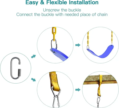 Vista 5 de PACEARTH Paquete de 2 columpios con capacidad para 660 libras con cadenas antioxidantes de 68.9 pulgadas recubiertas de plástico de 23.6 pulgadas
