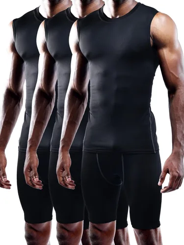 Vista 7 de NELEUS - Paquete de 3 camisetas sin mangas, con espalda en Y, Dri-Fit, para hombre, para gimnasio