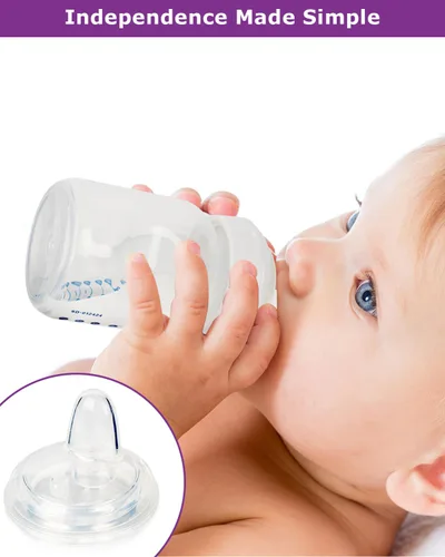 Vista 8 de Tetina para biberones de cuello ancho del Dr. Brown's y biberones con boquilla para sorber, flujo variable, pezones de conversión de silicona, más