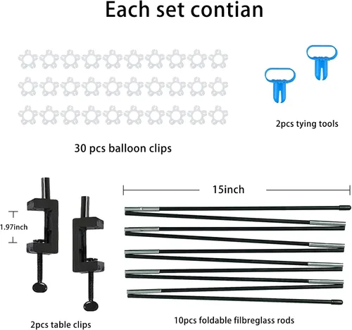 Vista 2 de Kit de arco de globos de mesa, marco de soporte de arco de globos para diferentes tamaños de mesa para cumpleaños, baby shower, graduación, boda