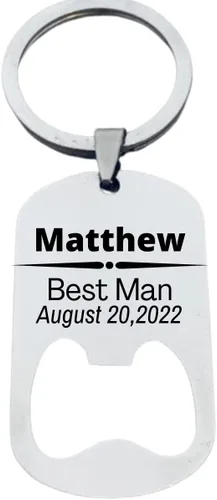 Regalos personalizados para fiesta de boda, llavero con abrebotellas grabado, propuesta de regalo de padrinos de boda, fiesta de boda, recuerdos de