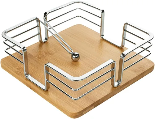 Vista 2 de Nature Tek - Servilletero cuadrado de bambú natural, con peso, 7 3/4 x 7 3/4 x 2 3/4 pulgadas, caja de 1 unidad