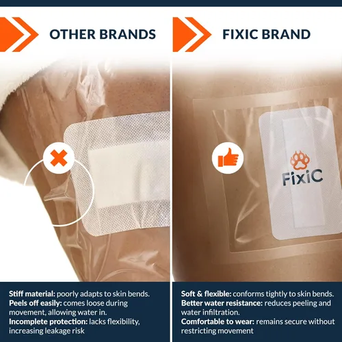 Vista 2 de Fixic Apósito de película transparente impermeable – Juego de 7 piezas, 7 x 7 pulgadas – Apósito transparente impermeable para cubrir heridas