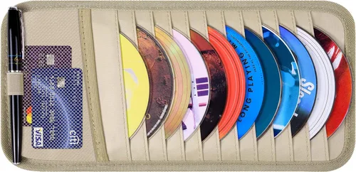 Vista 9 de Soporte para CD de coche, organizador para visera de vehículo de Wisdompro para automóviles con 12 fundas de almacenamiento para DVD, 1 bolsillo