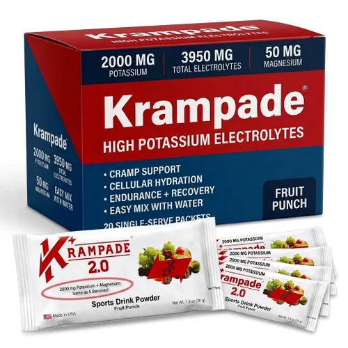 Vista 6 de Krampade High Potassium Electrolytes Powder Low Sugar Lemon Lime, 3950mg Electrolytes, 2000mg Potassium, 50mg Magnesium, Cramp Relief & Prevention