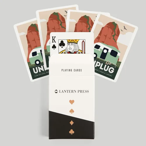 Vista 6 de Lantern Press Angels Landing, Zion National Park, Utah, Go Unplug, Retro Camper, 52 Playing Cards for Adults, Poker Size Card Deck