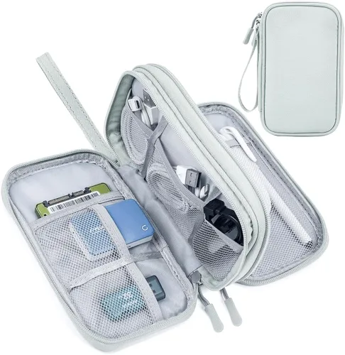 Vista 14 de Organizador electrónico para cable de viaje, bolsa organizadora electrónica, funda organizadora de accesorios electrónicos impermeable para banco