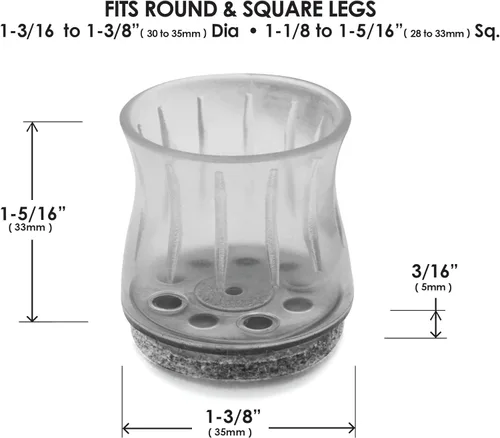 Vista 5 de Slipstick GorillaFelt CB186 - Protectores de suelo para patas de silla para suelos de madera, almohadillas de fieltro de funda transparente