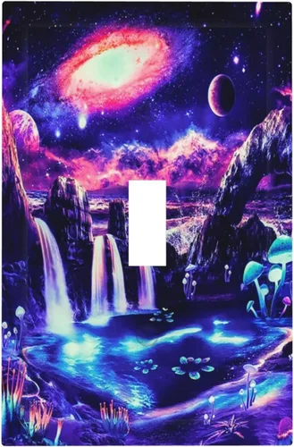 Vista 44 de Arte Moderno Abstracto de Lujo Turquesa Oscuro Verde Azulado Azul Gris Patrón Texturizado de Mármol 1 Gang Interruptor de Luz de Palanca Simple