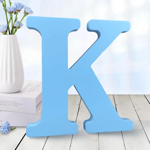 Vista 13 de AOCEAN - Letras de madera azul de 6 pulgadas, letras de madera sin terminar para decoración de pared, letras decorativas en pie, cortes de letras