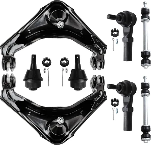 Vista 65 de Detroit Axle - Kit de ocho piezas - brazos de control de suspensión inferior delantero y trasero con juntas de bolas, extremos de barras