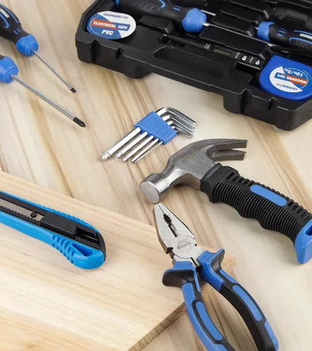 Vista 7 de URASISTO Juego de herramientas para el hogar de 16 piezas con martillo de garra, alicates de Lineman, perfecto para bricolaje, mantenimiento