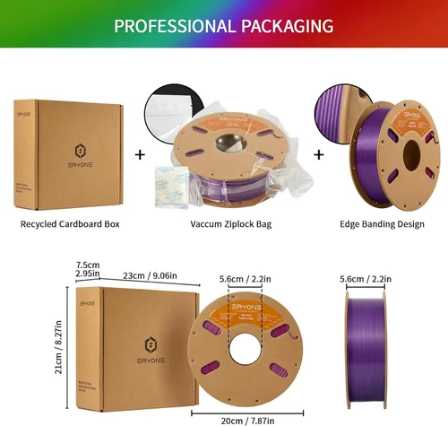 Vista 48 de ERYONE Filamento de ácido poliláctico (PLA) de seda para impresora 3D, de 1.75 mm +/- 0.03 mm, carrete de 1 kg (2.2 libras), verde esmeralda seda