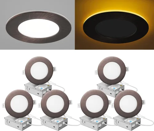 Vista 9 de ZYC Iluminación empotrada de 4" - Luz de techo empotrada LED de 9W 800LM con luz nocturna, 2700K/3000K/4000K/5000K/6000K seleccionable, iluminación