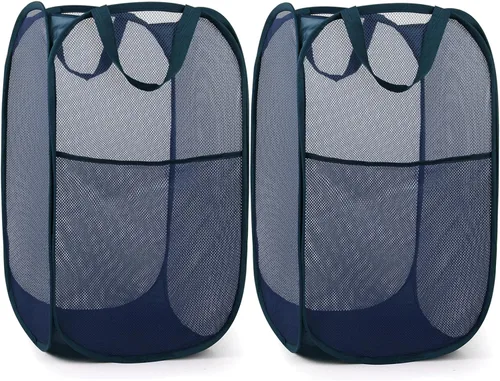 Vista 24 de Cestas plegables duraderas para lavandería, cesta desplegable resistente a desgarros para lavandería, cesta de ropa plegable con asas de transporte