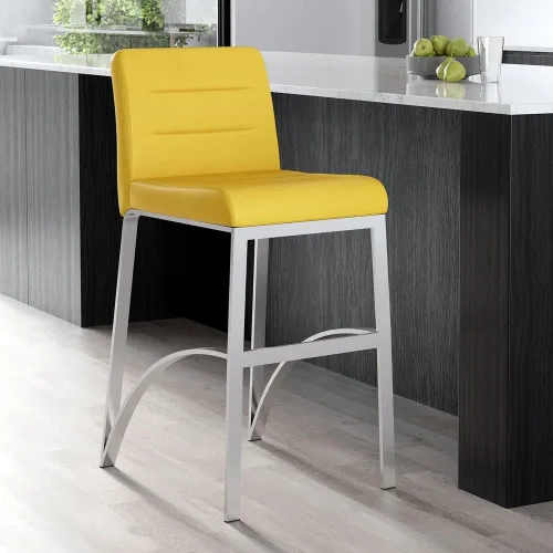 Vista 21 de Zuri Furniture Lynx Taburete de bar contemporáneo con base de metal, color gris