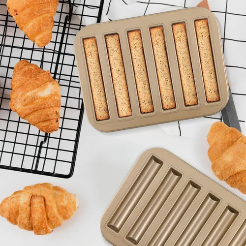 Vista 7 de 3 moldes para bollos para perros calientes, molde de galletas de dedo antiadherente para salchichas para pasteles, biscotti eclair sándwich horneado