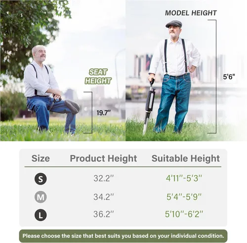 Vista 3 de Serie Ta-Da de Sillas STEP2GOLD 2- Bastón de Caminata Portátil, Bastón con Asiento, Silla Plegable, Bastón de Senderismo, para Acampar, Senderismo