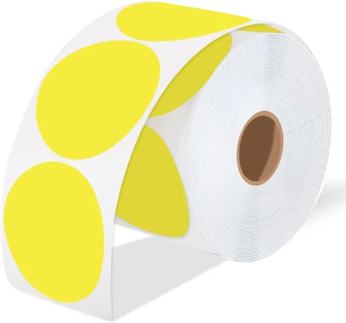 Vista 10 de iEager Etiquetas adhesivas térmicas circulares de 3 pulgadas, etiqueta térmica directa redonda autoadhesiva, calcomanías térmicas en rollo Blanco