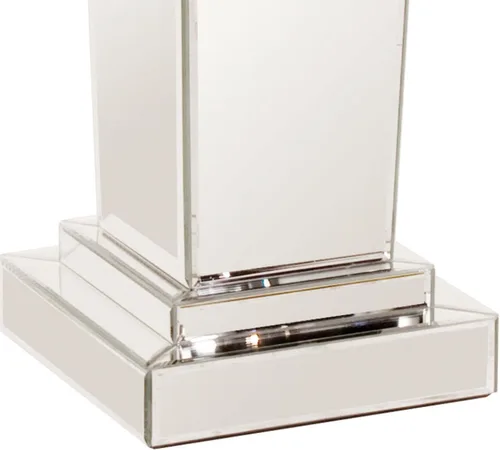 Vista 4 de Howard Elliott Collection Mesa de pedestal con espejo cónico, elegante y moderno estilo lateral de cama, diseño de acabado de espejo