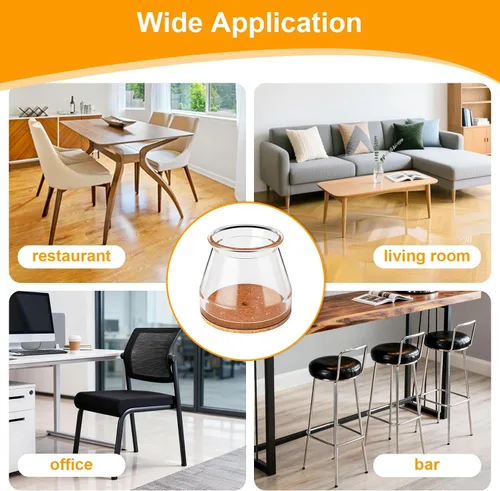 Vista 6 de Ansible Paquete de 36 protectores de suelo para patas de silla para suelos de madera dura, fundas de fieltro de silicona, tapas para proteger