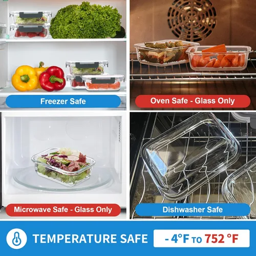 Vista 5 de GULFLIN Recipientes pequeños de vidrio para almacenamiento de alimentos de 24 piezas con tapas herméticas, juego de recipientes de preparación