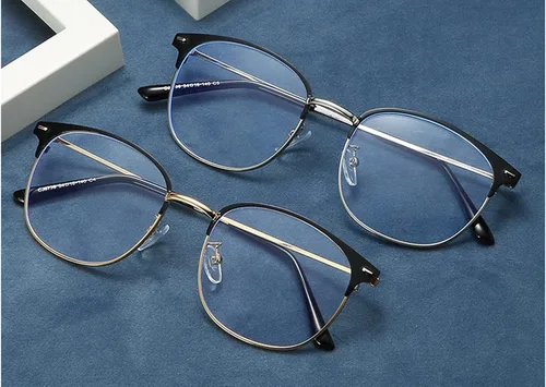Vista 4 de Shiratori Nuevas gafas de lente transparentes sin borde de medio marco vintage de moda