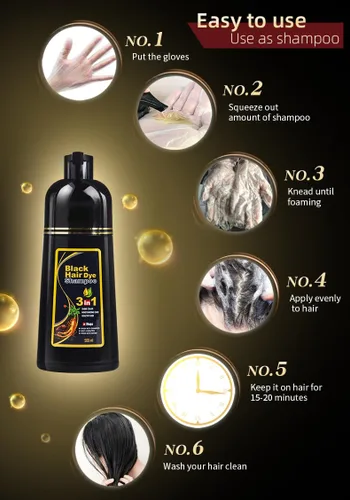 Vista 2 de Champú instantáneo de tinte para cabello negro, cabello gris, champú instantáneo negro para cabello gris, champú de tinte fácil para cabello 3
