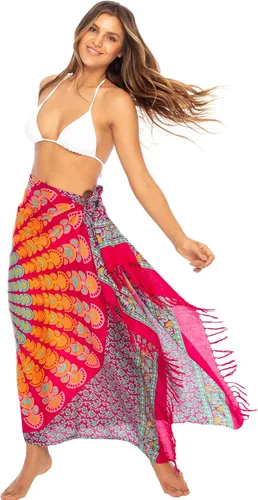 Back From Bali - Pareo para mujer, playa, traje de baño, para cubrir bikini o envolver, pavo real y clip
