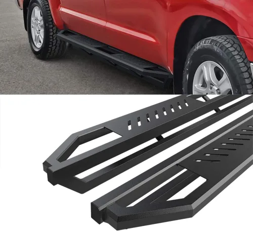 Vista 4 de HD Ridez Escalones de balancines híbridos de acero compatible con Toyota Tundra 2007-2021 CrewMax (barras laterales de barra nerf)