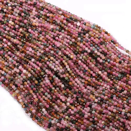 Cuentas de turmalina, cuentas sueltas facetadas de piedras naturales para hacer joyas, pulseras, collares, tamaño 0.138 in, 2 hebras por paquete,