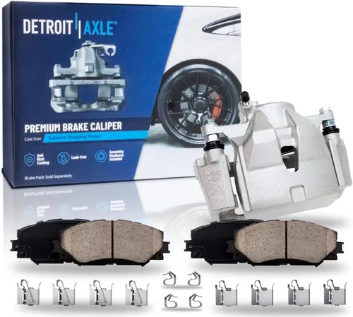 Detroit Axle - Pinza de disco del lado del acompañante + pastillas de freno de cerámica de repuesto para Lexus HS250H Toyota RAV4 Prius V Scion xB -