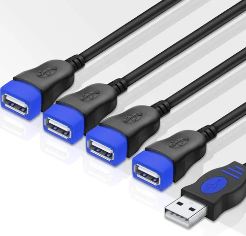 Vista 3 de ANDTOBO USB 1 to 4 Splitter, USB 2.0 Y Splitter Charger Cable USB 1 Male to 4 Female Power Cord Extension Hub Cable for PCPS4MacBookLaptopTVLED