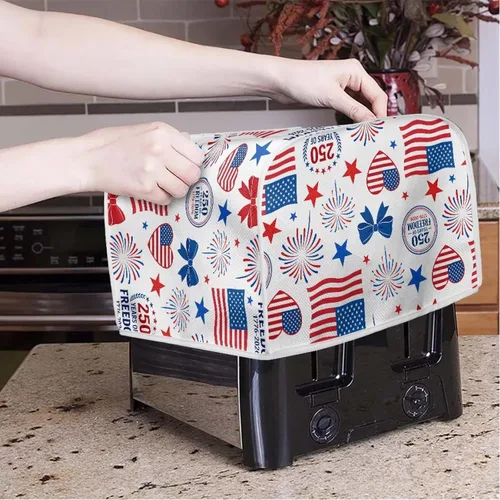 Vista 2 de Toaster Covers Stain Resistant Lightweight America 250 Dustproof Toaster Covers Compatible with Most 2-Slice Toasters Bakeware Protector