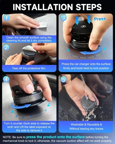 Vista 6 de Suction Cup Phone Mount Pro - Vacuum Magnetic Phone Holder for Car, 180° Adjustable Angle, Non-Slip Dashboard/Windshield Car Phone Holder, Bonus