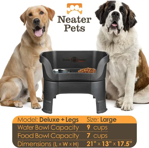 Vista 4 de Neater Feeder Deluxe - Soporte de tazón elevado para perro grande, antidesorden y antiderrames, de Estados Unidos, extensiones en las patas, juego
